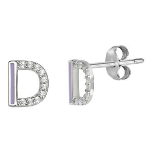 v[Y fB[X ANZT[ sAXECO PRIMROSE Sterling Silver Cubic Zirconia Initial Stud Earrings Purple D p[v