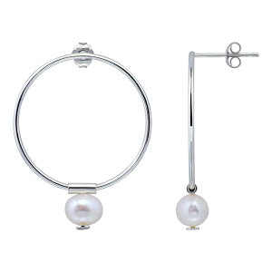 Aleure Precioso fB[X ANZT[ sAXECO Aleure Precioso 18k Gold Over Silver Circle Drop & Freshwater Cultured Pearl Hoop Drop Earringsilver Tone Vo[