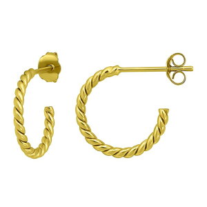 Aleure Precioso ���f�B�[�X �A�N�Z�T���[ �s�A�X�E�C�������O Aleure Precioso 18kt Gold over Sterling Silver Twisted Post Hoop Earrings Gold Tone �S�[���h
