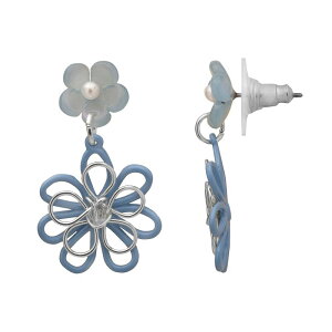 LC Lauren Conrad fB[X ANZT[ sAXECO t[ t[ LC Lauren Conrad Simulated Pearl Wire Floral Double Drop Earrings Blue u[