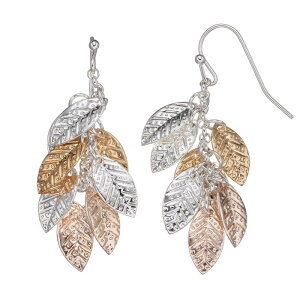 LC Lauren Conrad ���f�B�[�X �A�N�Z�T���[ �s�A�X�E�C�������O LC Lauren Conrad Tri Tone Leaf Cluster Nickel Free Drop Earrings Tri Tone