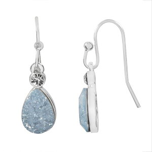 LC Lauren Conrad fB[X ANZT[ sAXECO LC Lauren Conrad Silver Tone Crackled Simulated Crystal Nickel Free Teardrop Earrings Blue u[