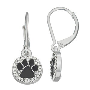 yz l[sA fB[X sAXECO ANZT[ Napier Silver Tone Simulated Crystal Paw Drop Earrings Jet Tone