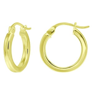 Aleure Precioso ���f�B�[�X �A�N�Z�T���[ �s�A�X�E�C�������O Aleure Precioso Sterling Silver Square Tube Hoop Earrings Gold Tone �S�[���h