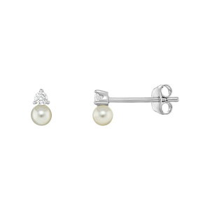 yz v[Y fB[X sAXECO ANZT[ PRIMROSE Sterling Silver Cubic Zirconia & Simulated Dyed Pearl Stud Earrings Sterling Silver White