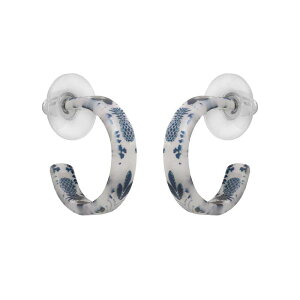 yz LC Lauren Conrad fB[X sAXECO ANZT[ LC Lauren Conrad Silver Tone Floral Acetate Hoop Earrings Blue
