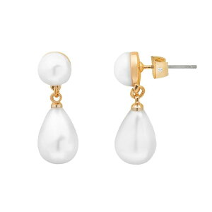 yz LC Lauren Conrad fB[X sAXECO ANZT[ LC Lauren Conrad Gold Tone Simulated Pearl Double Drop Earrings White