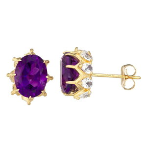 yz Designs by Gioelli fB[X sAXECO ANZT[ Designs by Gioelli 10k Gold Gemstone Oval Crown Stud Earrings Amethyst