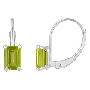 yz Celebration Gems fB[X sAXECO ANZT[ Celebration Gems 10k Gold Emerald Cut Peridot Leverback Earrings 10k Whgold
