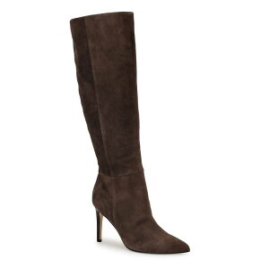 yz iCEFXg fB[X u[cECu[c V[Y Nine West Richy Women's Leather Knee-High Boots Dark Brown Suede