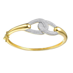 yz Aufbh fB[X uXbgEoOEANbg ANZT[ 14k Gold over Sterling Silver Cubic Zirconia Entwined Double Raindrop Bangle Bracelet Two Tone