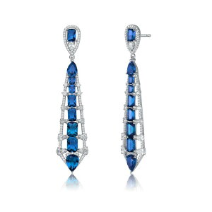 Aufbh fB[X ANZT[ sAXECO Unbranded Sterling Silver Blue & White Cubic Zirconia Ladder Style Danglearrings Blue u[