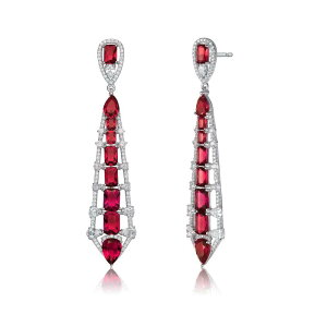 Aufbh fB[X ANZT[ sAXECO Unbranded Sterling Silver Blue & White Cubic Zirconia Ladder Style Danglearrings Red bh