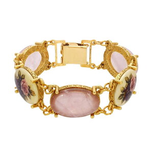 1928 fB[X ANZT[ uXbgEoOEANbg 1928 Gold Tone Rose Quartz Manor House Link Bracelet Pink sN