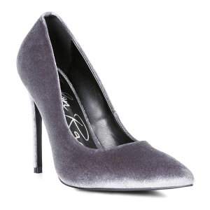 �����h�����O ���f�B�[�X �V���[�Y �p���v�X �x���x�b�g London Rag Janessa Women's Velvet Pumps Gray �O���[
