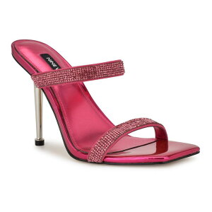 yz iCEFXg fB[X T_ V[Y Nine West Yogirl Women's Square Toe Slip-On Dress Sandals Dark Pink Shimmer