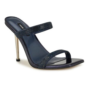 yz iCEFXg fB[X T_ V[Y Nine West Yogirl Women's Square Toe Slip-On Dress Sandals Navy Shimmer