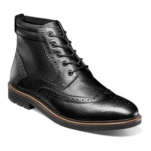 �m���u�b�V�� �����Y �V���[�Y �u�[�c�E���C���u�[�c �E�B���O�`�b�v ���[�X Nunn BushR Odell II Men's Wingtip Lace-Up Boots Black Tumbled �u���b�N