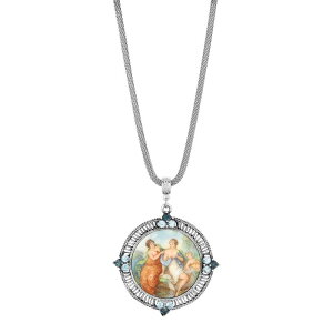yz 1928 fB[X lbNXE`[J[Ey_ggbv ANZT[ 1928 Silver Tone Girls Round Cameo Light Blue Simulated Crystal Necklace Blue