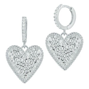 Sunkissed Sterling ���f�B�[�X �A�N�Z�T���[ �s�A�X�E�C�������O Sunkissed Sterling Cubic Zirconia Hammered Heart Drop Earringsilver Tone �V���o�[