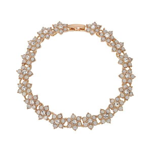 1928 ���f�B�[�X �A�N�Z�T���[ �u���X���b�g�E�o���O���E�A���N���b�g 1928 Gold Tone Simulated White Opal Crystal Flower Bracelet White �z���C�g