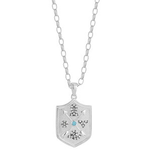 Sunkissed Sterling ���f�B�[�X �A�N�Z�T���[ �l�b�N���X�E�`���[�J�[�E�y���_���g�g�b�v ���[�X Sunkissed Sterling Silver Cubic Zirconia Simulated Turquoise Love Shield Pendant Necklace Silver Tone �V���o�[