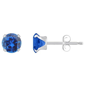 yz Celebration Gems fB[X sAXECO ANZT[ Celebration Gems 10k White Gold Round Lab-Created Sapphire Stud Earrings 10k White Gold