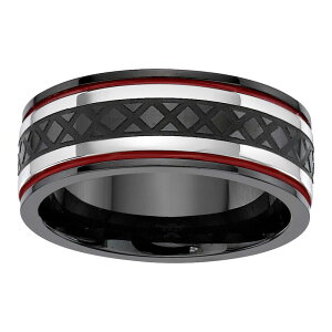 �����N�X �����Y �A�N�Z�T���[ �����O T�V���c LYNX Men's Iron Plated Stainlessteel Textured Ring Stainless