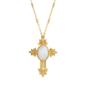 1928 fB[X ANZT[ lbNXE`[J[Ey_ggbv [X 1928 Gold Tone White Quartz Cross Necklace White zCg