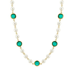 yz 1928 fB[X lbNXE`[J[Ey_ggbv ANZT[ 1928 Gold Tone Simulated Pearl & Crystal Strandage Necklace Dark Green