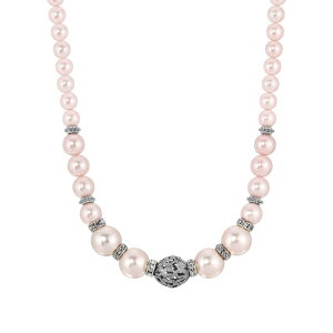 yz 1928 fB[X lbNXE`[J[Ey_ggbv ANZT[ 1928 Silver-Tone Simulated Pearl Filigree Bead Necklace Pink