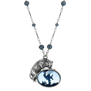 yz 1928 fB[X lbNXE`[J[Ey_ggbv ANZT[ 1928 Silver Tone Montana Blue Beaded Cat & Fish Necklace Blue