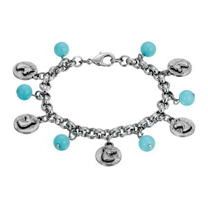 yz 1928 fB[X uXbgEoOEANbg ANZT[ 1928 Silver Tone Simulated Turquoise Beads Horse Charm Bracelet Turquoise