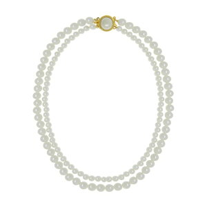 1928 ���f�B�[�X �A�N�Z�T���[ �l�b�N���X�E�`���[�J�[�E�y���_���g�g�b�v ���[�X 1928 Gold Tone Simulated Pearl Double Strand Necklace White �z���C�g
