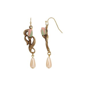 1928 ���f�B�[�X �A�N�Z�T���[ �s�A�X�E�C�������O 1928 Gold Tone Simulated Pink Pearl Rose Drop Earrings Pink �s���N