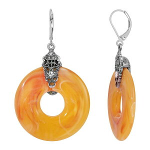 1928 fB[X ANZT[ sAXECO 1928 Silver Tone Orange Open Circle Drop Earrings Orange IW