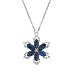 yz 1928 fB[X lbNXE`[J[Ey_ggbv ANZT[ 1928 Silver Tone Simulated Blue & Clear Crystal Flower Necklace Blue