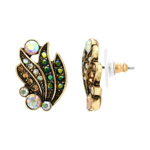 1928 ���f�B�[�X �A�N�Z�T���[ �s�A�X�E�C�������O 1928 Antiqued Gold Tone Simulated Crystal Petal Stud Earrings Multi �}���`�J���[