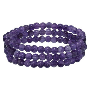 Aleure Precioso ���f�B�[�X �A�N�Z�T���[ �u���X���b�g�E�o���O���E�A���N���b�g Aleure Precioso Beaded 3-Row Stretch Bracelet Amethyst
