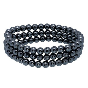 Aleure Precioso ���f�B�[�X �A�N�Z�T���[ �u���X���b�g�E�o���O���E�A���N���b�g Aleure Precioso Beaded 3-Row Stretch Bracelet Hematite