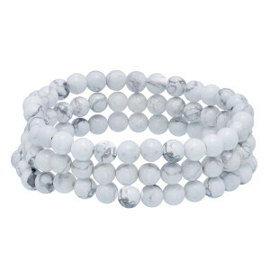 Aleure Precioso ���f�B�[�X �A�N�Z�T���[ �u���X���b�g�E�o���O���E�A���N���b�g Aleure Precioso Beaded 3-Row Stretch Bracelet Howlite