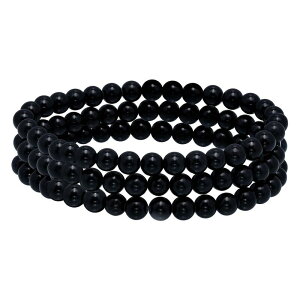 Aleure Precioso ���f�B�[�X �A�N�Z�T���[ �u���X���b�g�E�o���O���E�A���N���b�g Aleure Precioso Beaded 3-Row Stretch Bracelet Onyx