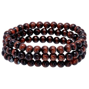 Aleure Precioso ���f�B�[�X �A�N�Z�T���[ �u���X���b�g�E�o���O���E�A���N���b�g Aleure Precioso Beaded 3-Row Stretch Bracelet Red Tiger Eye ���b�h
