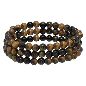 Aleure Precioso ���f�B�[�X �A�N�Z�T���[ �u���X���b�g�E�o���O���E�A���N���b�g Aleure Precioso Beaded 3-Row Stretch Braceletiger Eye �A�j�}��