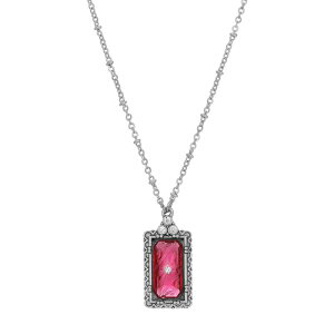 1928 fB[X ANZT[ lbNXE`[J[Ey_ggbv [X 1928 Silver Tone Crystal Etched Pendant Necklace Fuchsia t[V