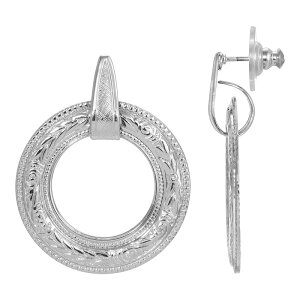 1928 fB[X ANZT[ sAXECO 1928 Etched Open Circle Drop Earrings Gray O[