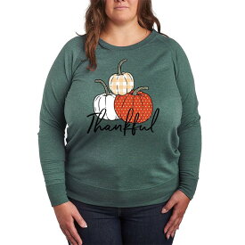 アニメキャラクター レディース トップス Tシャツ プラスサイズ Licensed Character Plusize Thankful Pumpkins Pullover Heather Green ヘザー