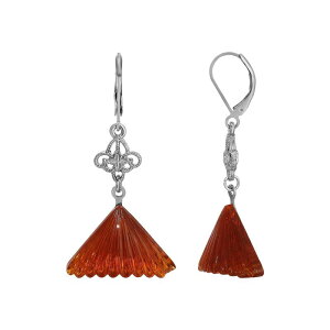 1928 ���f�B�[�X �A�N�Z�T���[ �s�A�X�E�C�������O 1928 Silver Tone Simulated Topaz Glass Fan Shapedrop Earrings Orange �I�����W