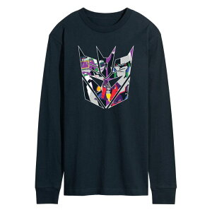 �A�j���L�����N�^�[ �����Y �g�b�v�X T�V���c ���S �O���t�B�b�N Licensed Character Men's Transformers Decepticon Logo Long Sleeve Graphic Tee Navy �l�C�r�[