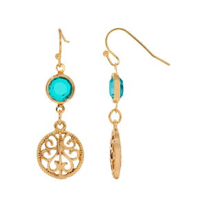 yz 1928 fB[X sAXECO ANZT[ 1928 Gold Tone With Blue Simulated Crystal Earrings Blue